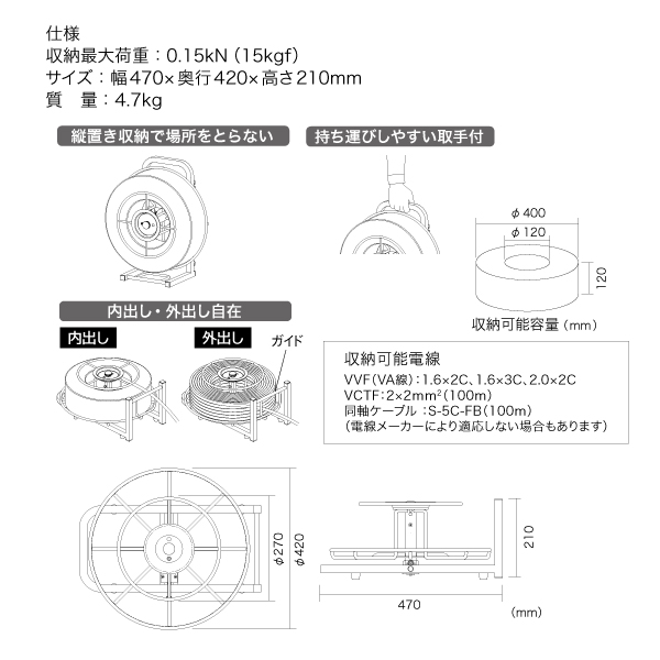 セール】 買援隊店中発販売 株 Reelex 自動巻ツインロープリール内蔵 サインロープリール SRR-W1209B 期間限定 ポイント10倍 