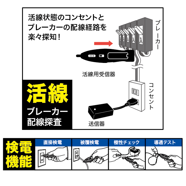 JEFCOM 配線チェッカー SRC-102 電設作業工具 検電器 配線チェッカー