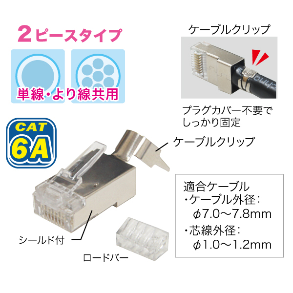 数量限定 デンサン カテゴリー6Aモジュラープラグ TP-MJ-6A-808STC 100個